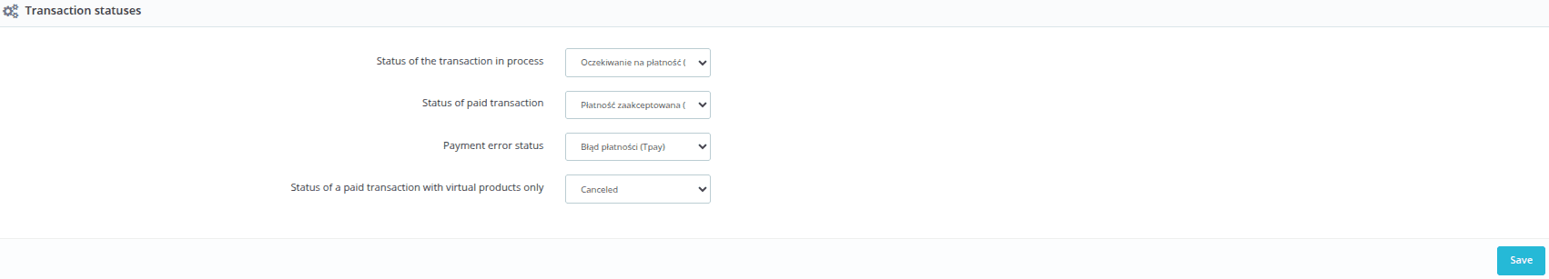 Transaction statuses